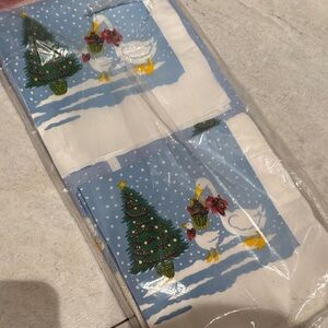 Vintage Festive Goose and Tree table cover and napkins